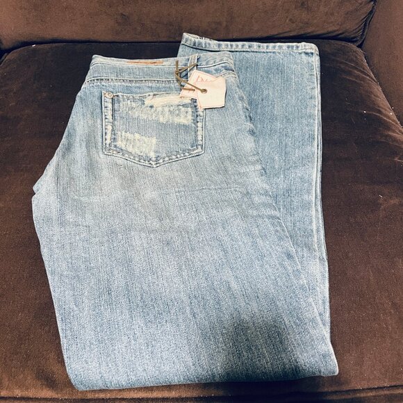 NEW VTG Seven 7 Blue Label Flare Jeans Denim Y2K Mid Rise 31 100% Cotton 34" - Picture 1 of 6